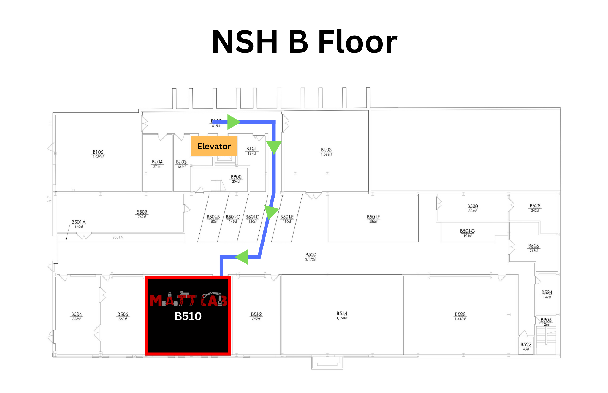 Map of Newell-Simon Hall B510